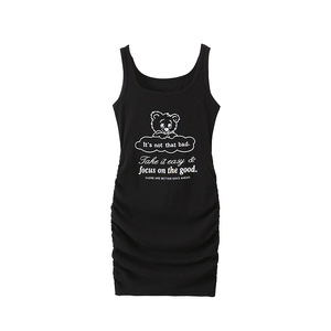 ชองดัม-ดง ชุดเดรสผ้าฝ้ายสีขาวพิมพ์ลายไซส์ใหญ่ N8370 ชุดลำลองสำหรับใส่ทุกวันหญิงทรงสลิมฟิตผูกเชือก - Product Image 1