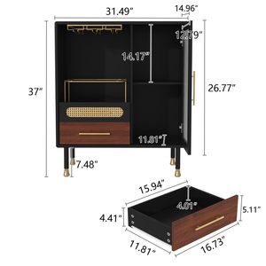 SENYU Meuble Bar Moderne en Bois Vert pour Liqueurs et Café, Étagère à Verres à Vin, Rangement Coulissant pour Bouteilles, Panneau MDF, 5+ Compartiments, Autoportant - Product Image 3