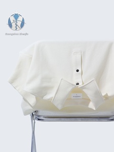 Étiquettes sans logo, stock disponible, OEM/ODM disponible. Chemise <span class=keywords><strong>pour</strong></span> homme en coton <span class=keywords><strong>piqué</strong></span> tricoté 240g, coupe ample, unie, vintage, respirante et absorbant l'humidité - Product Image 3