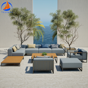 Juego de Patio de lujo Juego de muebles de exterior 2024 Colección de 9 asientos Madera mixta de aluminio de China para patio al aire libre - Product Image 6