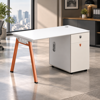 Poste de travail modulaire moderne pour un seul employé avec armoire mobile sur pieds – Table de bureau pour espace de travail contemporain