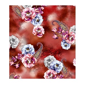 Belle impression en papier Super doux Polyester Spandex tissu imprimé quatre voies Spandex 75D 100GSM pour robe de dame - Product Image 6