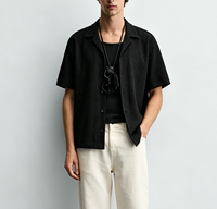 Chemises à manches courtes texturées pour hommes, style décontracté ample, en gros, style rétro.