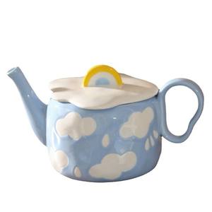 Tetera de Cerámica con Diseño de Nube Arcoíris, Gran Capacidad, Pintada a Mano, Irregular, Resistente al Calor, Juego de Té para el Hogar, Regalo para Niñas - Product Image 5