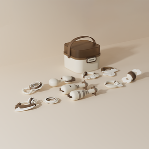 Ensemble d'Anneaux <span class=keywords><strong>de</strong></span> <span class=keywords><strong>Dentition</strong></span> en <span class=keywords><strong>Silicone</strong></span> Sans BPA pour Bébé avec <span class=keywords><strong>Anneau</strong></span> en <span class=keywords><strong>Bois</strong></span> Doux Jouets Sensoriels et Petit Hochet pour le Développement Sensoriel du Nourrisson - Product Image 2