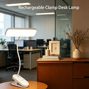 مصباح LED بثلاثة ألوان، قابل للتثبيت أو الاستخدام الحر، محمول وقابل لإعادة الشحن ويعمل بالكهرباء، مصباح للدراسة والقراءة مناسب للسكن الطلابي - Product Image 1
