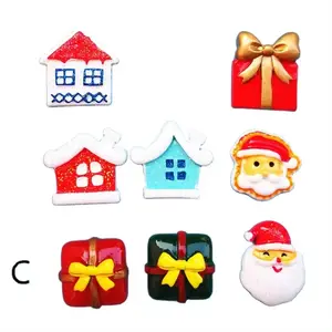 Dessin animé noël résine accessoires neige maison boîte-cadeau père noël bricolage étui de téléphone portable avec crème colle-idée cadeau