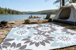 Tapis d'extérieur en plastique PP résistant aux taches, couleur personnalisée, pour le camping et les pique-niques - Product Image 2