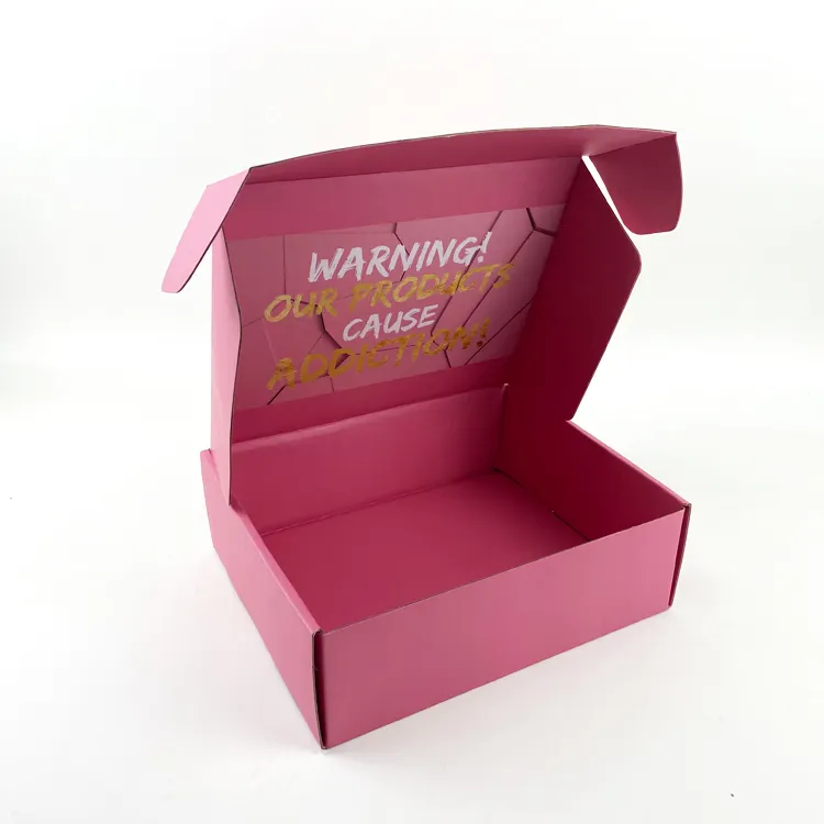 Set Kosmetik Merah Muda Matte Kustom, Kotak Pengiriman Surat Perawatan Kulit Kardus Kertas Karton Bergelombang