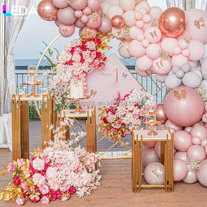 LEDA - Plinthe de mariage moderne de luxe en acier inoxydable doré, 3 pièces, carrée, pour la décoration d'événements de mariage - Product Image 2