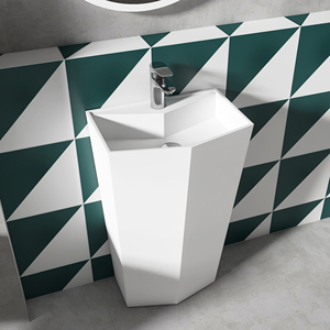 Vente en gros de lavabo sur pied en surface solide, moderne, écologique, durable, avec drain central, facile à nettoyer pour les salles de bain - Product Image 1