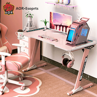 Escritorio para Juegos de Madera en Forma de Z, Modelo Z5-7, Iluminación LED RGB, Escritorio para PC de Deportes Electrónicos, Oficina en Casa, Estructura Desmontable Negra
