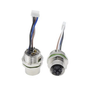 ขั้วต่อไฟฟ้ากันน้ำ IP67 ชุดสายไฟ ขั้วต่อ M12 8 ขา แบบ X Code ทรงกลม ตัวเมีย ติดตั้งด้านหลัง พร้อมขั้วต่อสายไฟ - Product Image 2