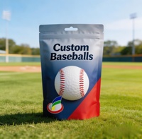 Sachet d'emballage pour balle de baseball personnalisé, imprimé, refermable, transparent, à fermeture éclair, en aluminium, à fond plat