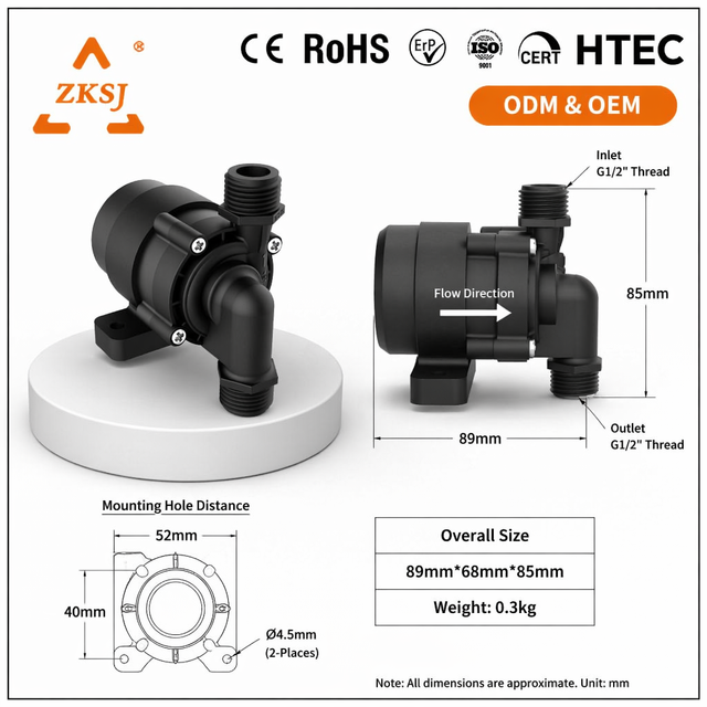 ZKSJ Ultra Quiet PC Water Cooling Pump DLC Liquid Cooling Brushless DC Pump for Server Workstation Reliable Supplier High Flow