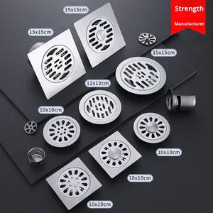 Custom Manufacturer Wholesale Stainless Steel Square Floor Drain for Bathroom Toilet Dual-use Anti-odor American Style - Product Image 1