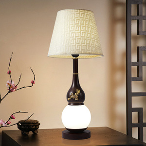Chinese Style Gourd Pendant <b>Light</b> Solid Wood Led Chandelier For Home Entryway Study Room - Product Image 3