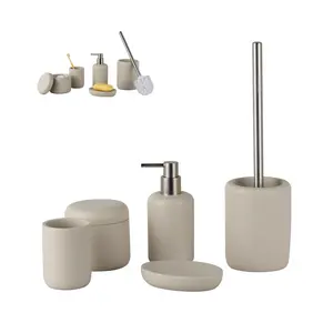 Bathroom Accessories Soap Dispenser Toothbrush Holder Set Soap Dish Cotton Ball Holder Toilet Brush & Holder Ba019s05