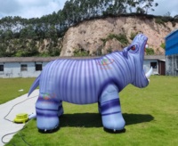 Décoration extérieure d'hippopotame de publicité réaliste de modèle de dessin animé gonflable géant