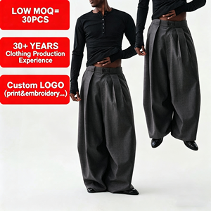 <span class=keywords><strong>Pantaloni</strong></span> da <span class=keywords><strong>Uomo</strong></span> a Vita Alta con Pieghe e Gamba Larga, <span class=keywords><strong>Oversize</strong></span>, Casual, con Logo Personalizzato, Basso MOQ, Moda Streetwear - Product Image 1