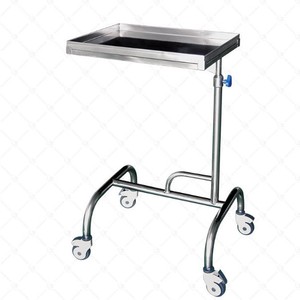 Carrito de Acero Inoxidable de un Solo Poste con Bandeja, Altura Ajustable, para Uso Médico en Clínicas, YC-K20, 4 Ruedas - Product Image 5