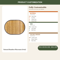 Set de table ovale en bambou 43x30cm, tissé à la main, écologique, réutilisable, pour la décoration de table à manger et de table à thé, personnalisable avec logo OEM