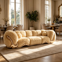 Canapé en fibre de verre plaqué or, design bulle en polaire Teddy blanc moelleux, pour salon haut de gamme