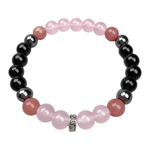 Gelang 8mm wanita terlaris mode baru kristal merah muda lintas batas dan <span class=keywords><strong>Garnet</strong></span> dengan enam permata alami lainnya sebagai hadiah