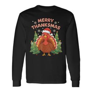 Maglietta a maniche lunghe Merry Thanksmas Turkey Santa Thanksgiving - Product Image 1