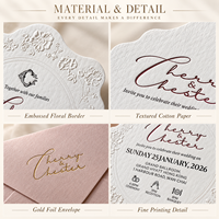 Suite d'invitations de mariage personnalisées en relief 3D à motifs floraux, avec carte RSVP dorée et enveloppe – Fabricant en gros, faible MOQ