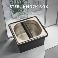 Accueil Coffee Knock Box Bois Acier Inoxydable Coffee Grind Knock Box Espresso Barista Knock Box Dump Bin Trash Can avec barre en caoutchouc