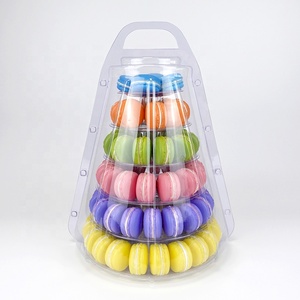 Rak Kemasan Kue Macaron 6 Tingkat dari Plastik Transparan dengan Kotak Pembawa untuk Pajangan Kue di Pesta - Product Image 2