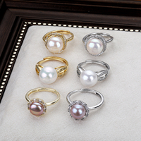 Bague ajustable ouverte en laiton plaqué or 18 carats avec perle vintage exquise, tendance, pour femme, idéale pour les mariages et les fêtes