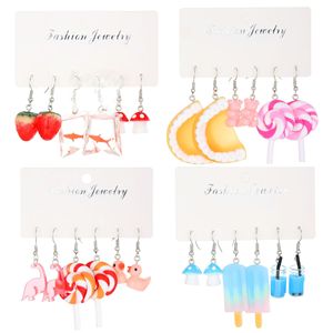 Orecchino in acrilico colorato 3 pezzi orecchini con carta fragola e anatra farfalla da donna - Product Image 2