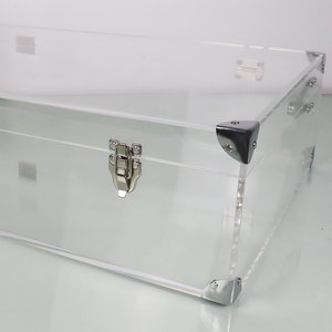 Clair grande taille acrylique stockage Vintage <span class=keywords><strong>coffre</strong></span> <span class=keywords><strong>Table</strong></span> <span class=keywords><strong>coffre</strong></span> décoratif avec couvercle argent métal accessoire vêtements stockage <span class=keywords><strong>coffre</strong></span> boîte - Product Image 6