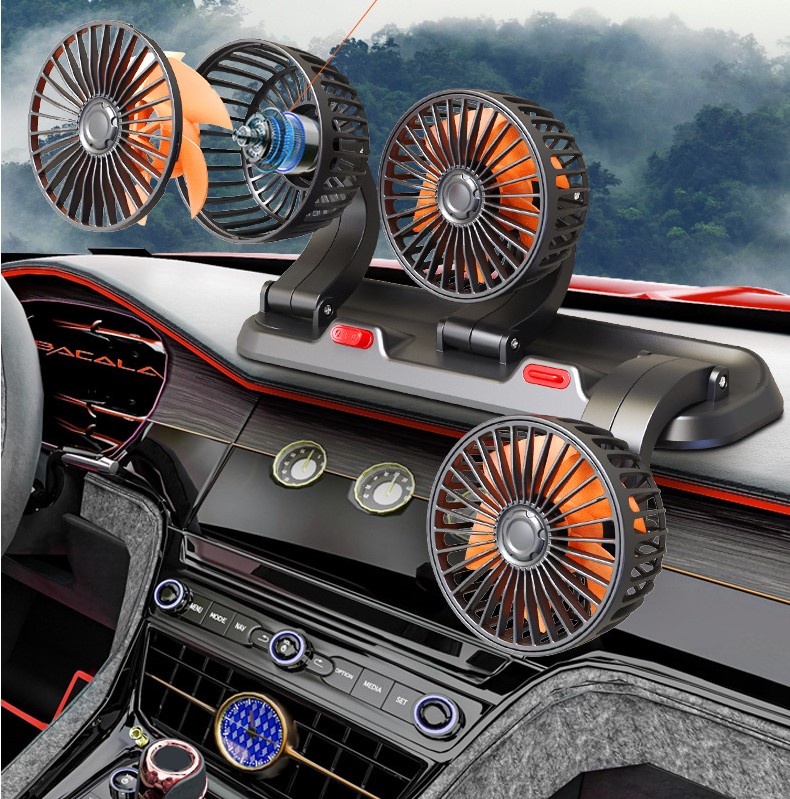 TriPole Car Fan USB Powered - Powerful 3 Speed, Portable Cooling Clip Fan For Car Vent, Quiet Brushless Motor, 360 Degree Rotatable, Air Circulation For Vehicle, Van, Truck, SUV, RV