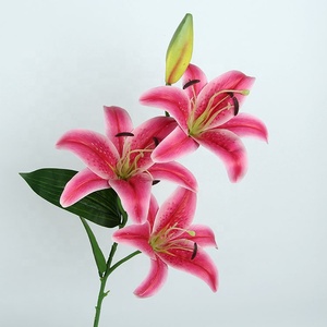 X-1125 Lirios de Seda Artificiales de 100 CM, Color Blanco, 3 Cabezas, 1 Capullo, Tipo Tigre - Product Image 3