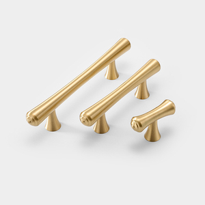 Poignées de meubles de <span class=keywords><strong>cuisine</strong></span> et tiroirs modernes en laiton doré massif de haute qualité, modèle CHIEN 6656, type T-Bar - Product Image 2