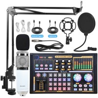 Carte son professionnelle USB, mélangeur de microphone, amplificateur audio multicanal, filtre audio en direct, ensemble complet 5.0 1500-1999mAh 4 appareils