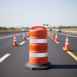 Baril de signalisation routière, Tambour de circulation ROUGE, Barrière de sécurité routière anti-collision, Barils en PE - Product Image 1