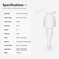 Pompe à lotion anti-déversement OEM 24/410 à ressort externe, tête de pompe 2cc en plastique PP avec verrouillage rotatif pour shampoing, gel douche, savon liquide