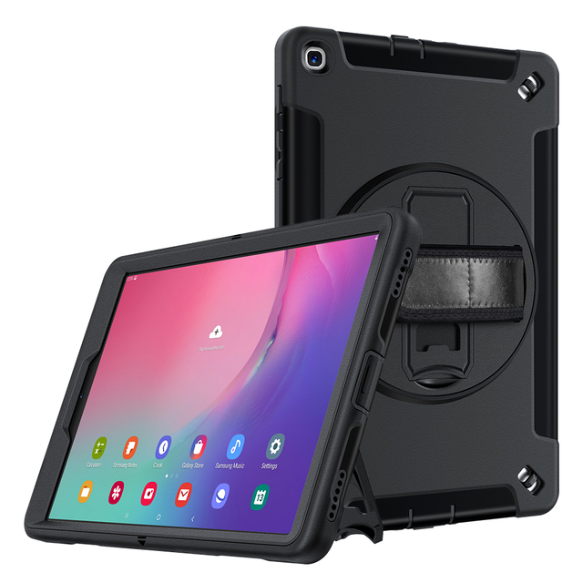 360° Rotatable Kickstand Secure Hand Strap Tab case for samsung Tab a 10.1inch 2019 Heavy Duty Tablet case SM-T510 SM-T515