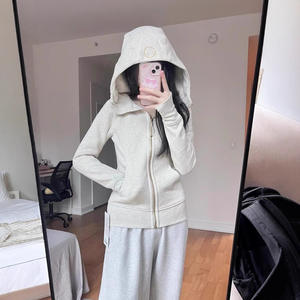 Giacca Sportiva <span class=keywords><strong>con</strong></span> <span class=keywords><strong>Cappuccio</strong></span> Stile Lulu, Casual in Pile per Yoga, <span class=keywords><strong>con</strong></span> Ricamo e Cerniera YKK, <span class=keywords><strong>Felpa</strong></span> Slim per Donne - Product Image 5