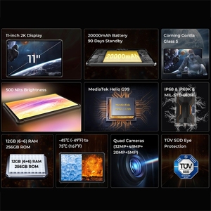Công suất lớn 11 inch Oukitel rt8 4G, IP68/ip69k gồ ghề máy tính bảng, 6GB + 256GB, Android 13 MediaTek Helio G99 Quad Core, EU cắm - Product Image 3