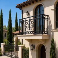 Rampe de balcon et d'escalier en fer forgé galvanisé noir, sur mesure, élégante et contemporaine, pour hôtels résidentiels et villas, artisanale et facile à installer