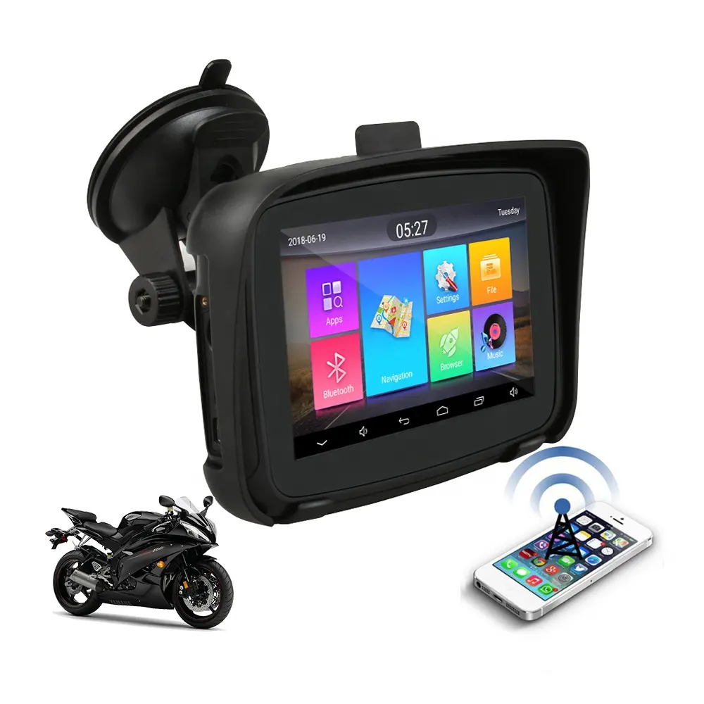 Jmance 5 Inch Ips High Definition Display Android 6.0 Motorcycle Portable Intelligent Voice Car Gps Navigation System