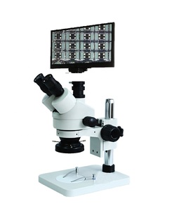 Microscopio estéreo trinocular 7X-45X con lente 0.7X-4.5x para inspección industrial con cámara y anillo de luz LED - Product Image 4
