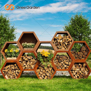 Décoration de jardin en acier corten assemblage de métal rouillé stockage de bois empileur de bois - Product Image 4