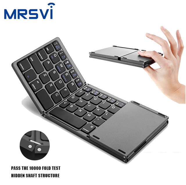 Factory Wholesale Price Folding Keyboard Portable Mini Foldable BT Wireless Keyboard with Mouse Touchpad for Android Laptop Pc