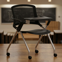 Chaise de conférence ergonomique moderne en maille avec structure en fer pliable pour la maison, le bureau, l'école, l'hôpital, la salle de formation